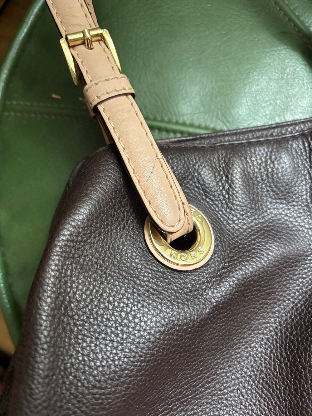 MICHAEL Michael Kors Black Shoulder Bag with Tan Straps - Picture 6 of 6